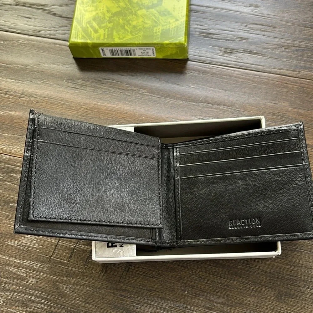 Reaction Kenneth Cole Genuine Leather black wallet/card/bill/ID holder, slim fit